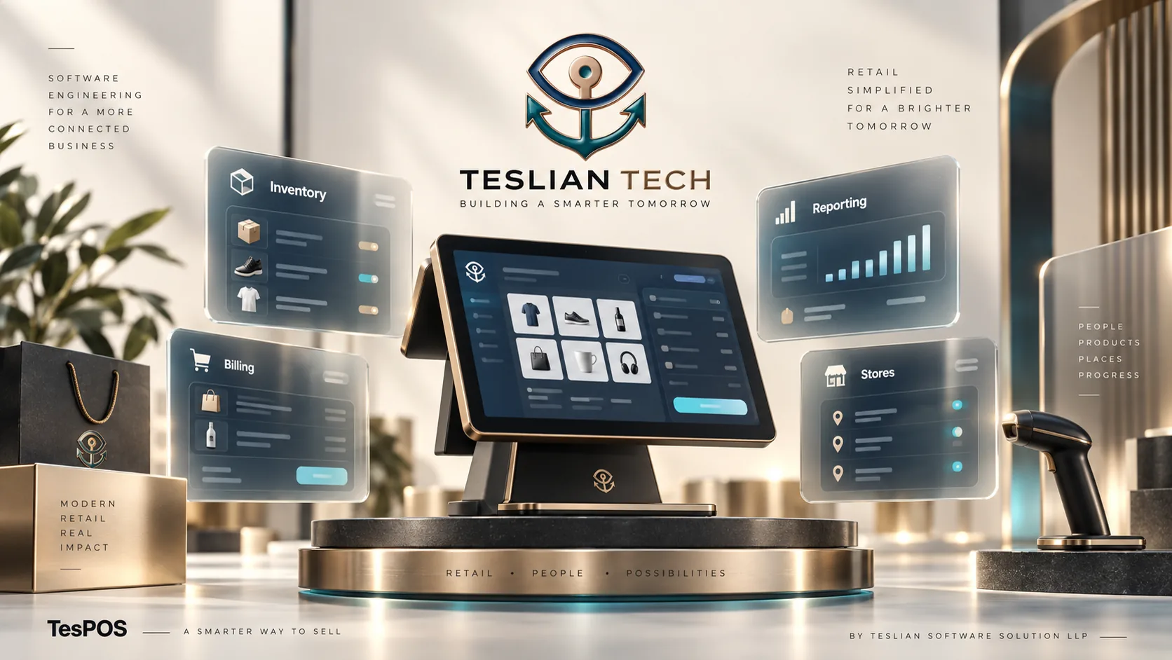 Teslian Tech analytics workspace editorial artwork