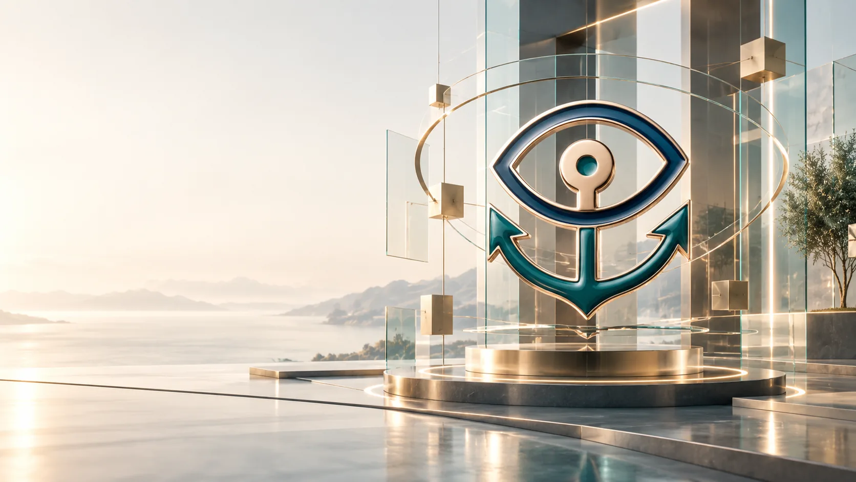 Teslian Tech emblem presented in a light architectural environment