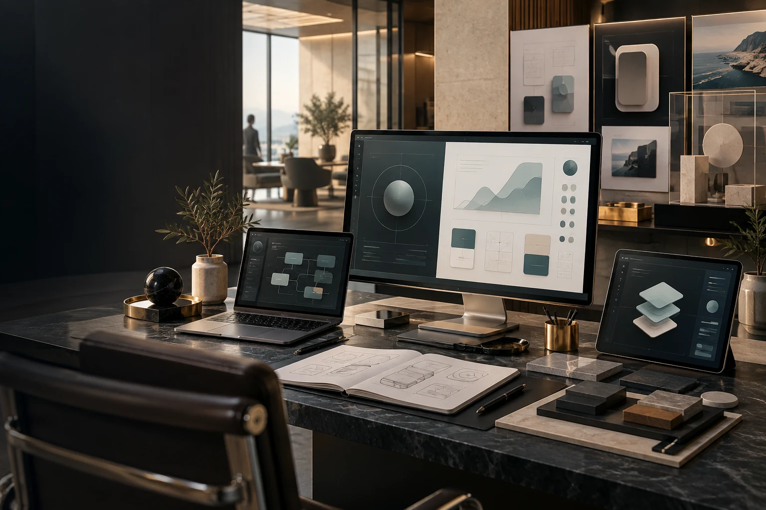 Teslian Tech product design studio with connected interface prototypes