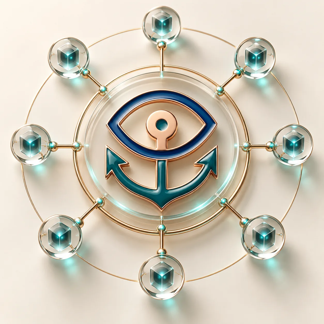 Teslian Tech emblem surrounded by connected software system nodes